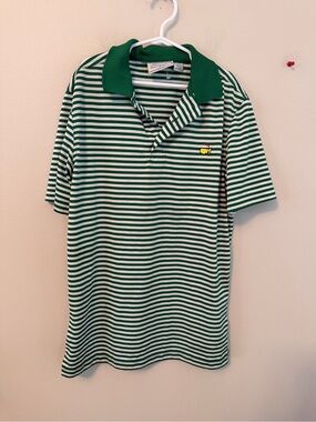Masters Green & White Striped Kids Polo Shirt